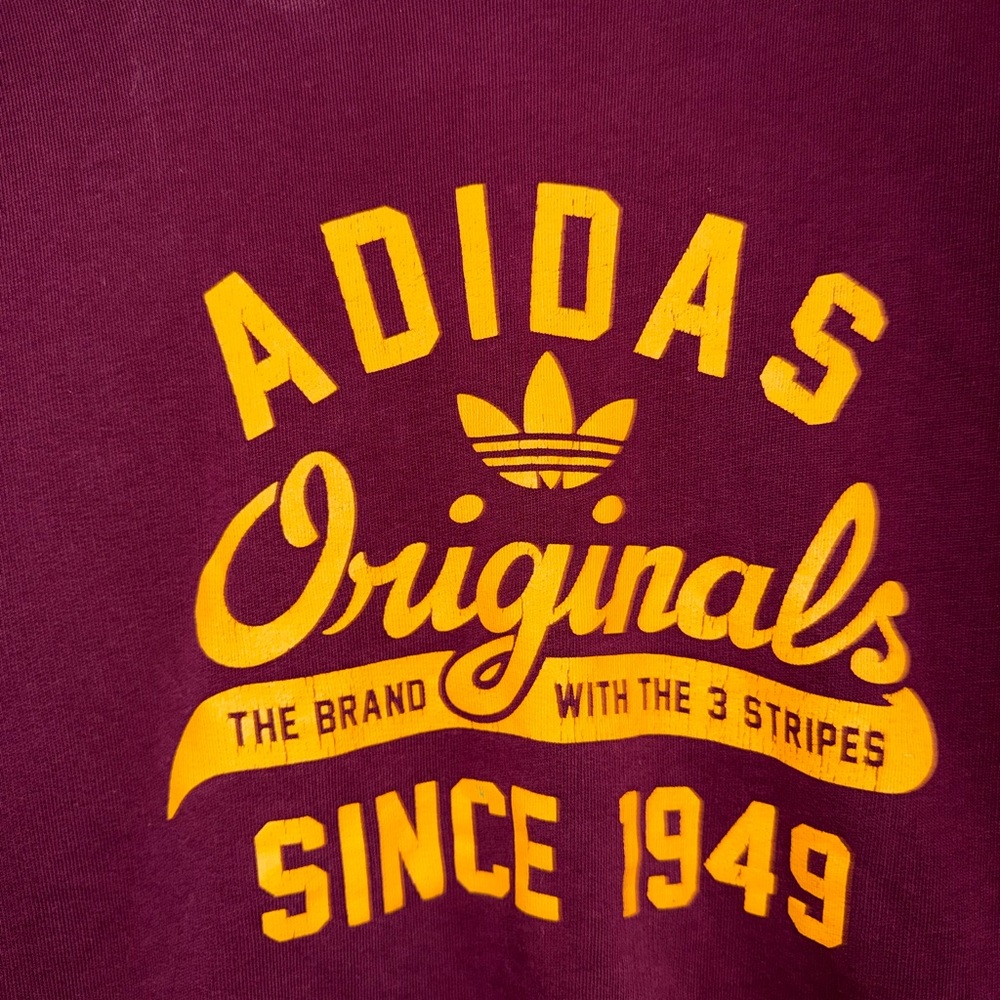 adidas Burgundy Tee with Yellow Graphic